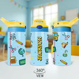 Custom water bottle for kids with name ideal for school lunches preschool and elementary.