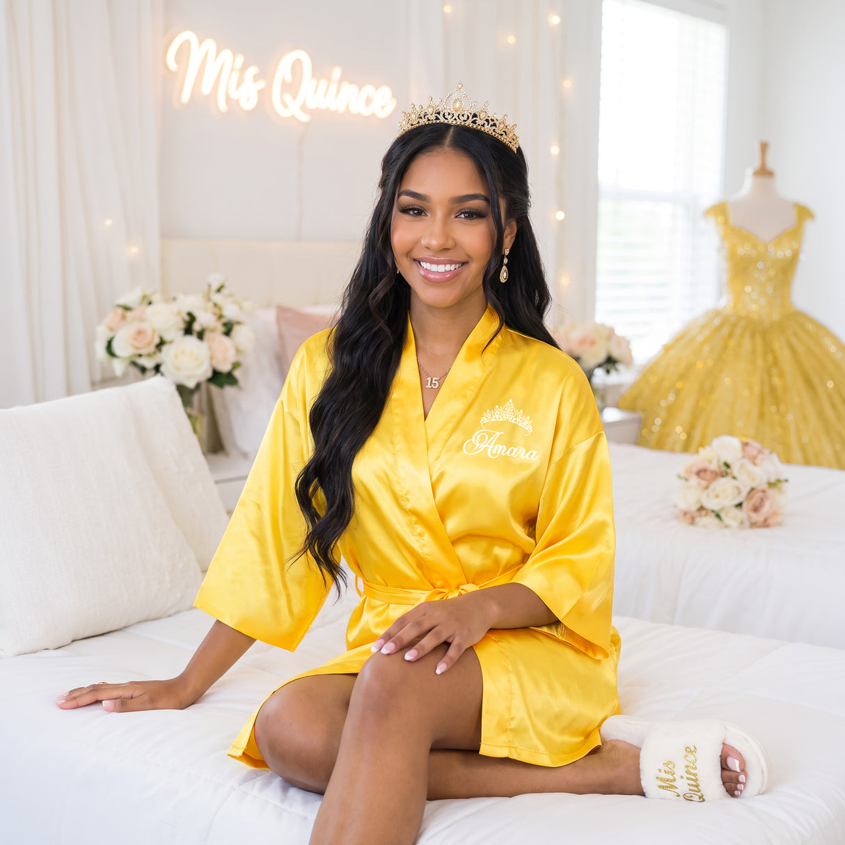 Classic Princess Quince Robe Personalized, Quinceanera Gift
