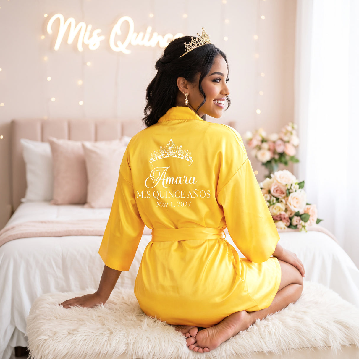 Classic Princess Quince Robe Personalized, Quinceanera Gift