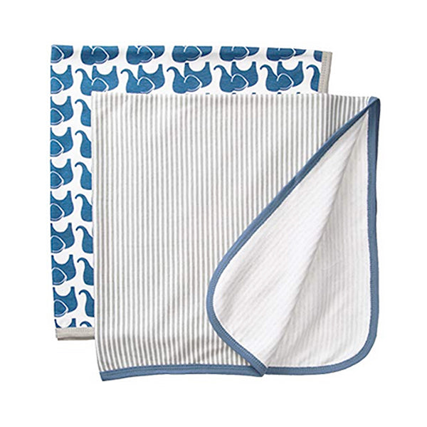 Baby Swaddle Blanket, Tummy Time Blanket, 2 Pack Cotton Swaddle Blanket Details; Blue