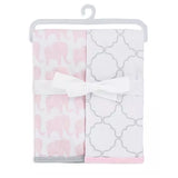 Baby Swaddle Blanket, Tummy Time Blanket, 2 Pack Cotton Swaddle Blanket Main; Pink