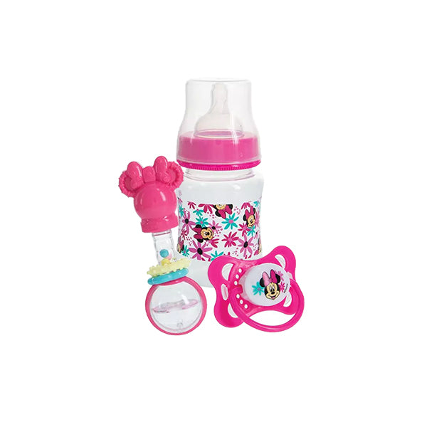 3 Piece Minnie Mouse Gift Set Rattle Pacifier Bottle Main