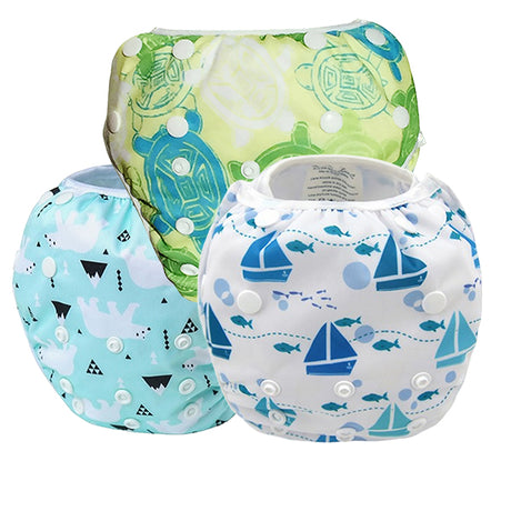 3 Pack Reusable Swim Diaper Ships Turtles and Polar Bear