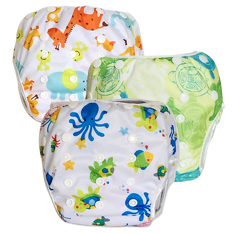 3 pack reusable swim diaper animals turtles octopus