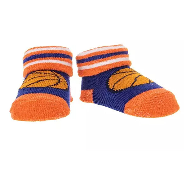 Sports Themed Infant Booties, 4 Of Pack Socks, 0-12 Months, Basketball Orange
