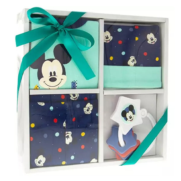 Disney Baby 4 Piece Layette Set, Baby Apparel Gifts For Baby Shower, Gift Box; Mickey Mouse