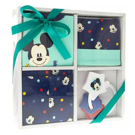 Disney Baby 4 Piece Layette Set, Baby Apparel Gifts For Baby Shower, Gift Box; Mickey Mouse