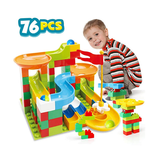 76 Pcs Marble Run Building Blocks Classic Big Blocks - Compatible with Legos and more