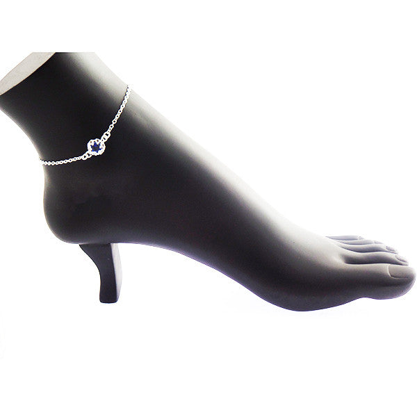 Elegant 925 Sterling Silver Blue Anklet Foot Chain - Gifts Are Blue - 4
