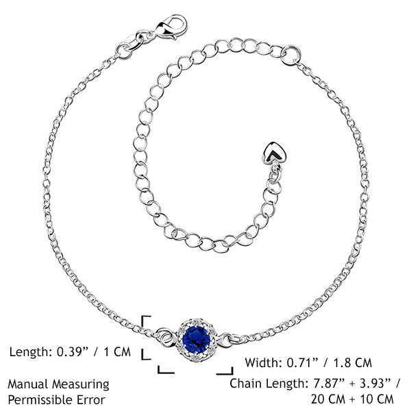 Elegant 925 Sterling Silver Blue Anklet Foot Chain - Gifts Are Blue - 5