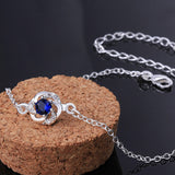 Sterling Silver Anklet with Blue Sapphire Rhinestone - Gifts Are Blue - 4