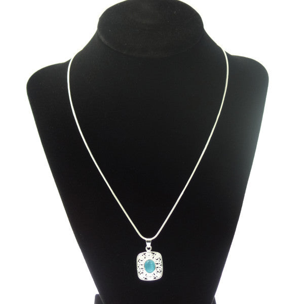925 Sterling Silver Necklace with Ocean Blue Stone - Gifts Are Blue - 2