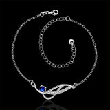 Stylish 925 Sterling Silver Blue Rhinestone Anklet Chain - Gifts Are Blue - 3