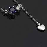 Sterling Silver Drop Heart Necklace with Blue Stone - Gifts Are Blue - 3