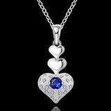Elegant Sterling Silver Heart Shaped Jewelry Set With Necklace and Earrings - Gifts Are Blue - 2