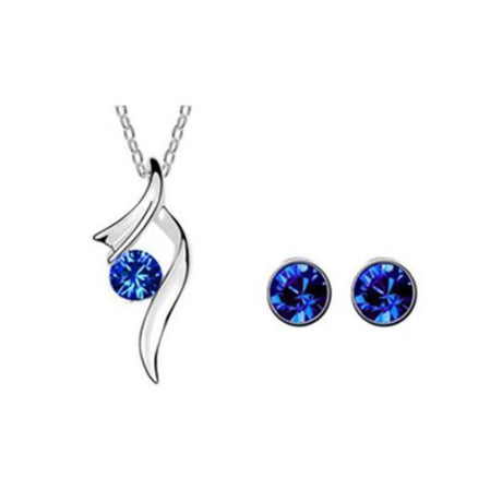 Angel Wing Austrian Crystal Jewelry Set Sapphire Main