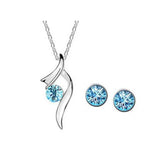 Angel Wing Austrian Crystal Jewelry Set, Necklace and Stud Earrings