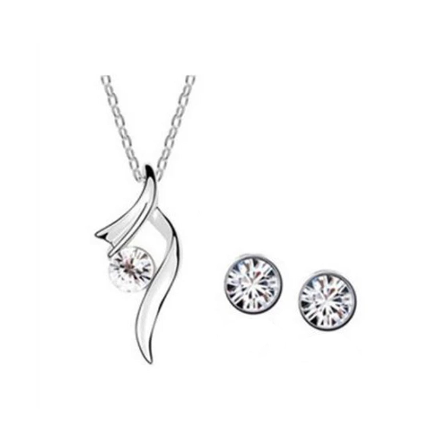 Angel Wing Austrian Crystal Jewelry Set Silver Main