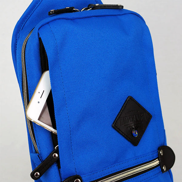 Blue Cordura Men Sling Pack, Mens Sling Pack, Back To School Backpacks, College Student Backpacks - Mens Blue Cordura Closeup