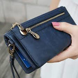 Blue Leather Clutch Wristlet Purse with Double Zipper - Gifts Are Blue - all SKUs