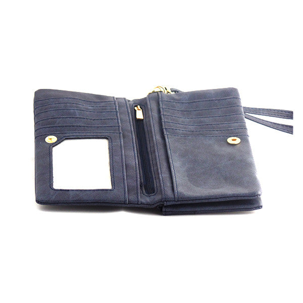 Blue Leather Clutch Wristlet Purse with Double Zipper - Gifts Are Blue - all SKUs