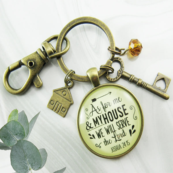 Christian Rustic Keychain As For Me And My House Scripture, Man Of God, Woman Of God, Religious Gifts, Christian Gifts, Gifts for Christians - Background