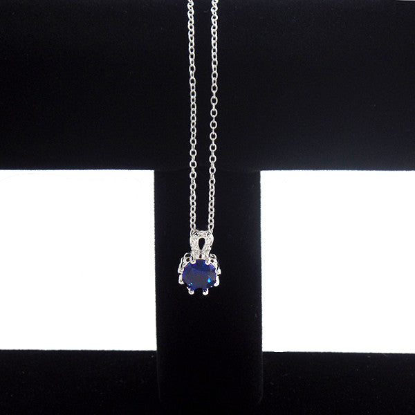 Classic Silver-Plated Necklace with Blue Cubic Zirconia Pendant - Gifts Are Blue - 2