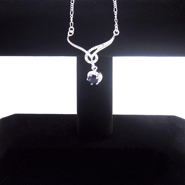Elegant Silver-Plated Necklace with Blue Sapphire Cubic Zirconia - Gifts Are Blue - 2