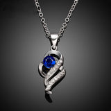 Elegant Silver-Plated Pendant Necklace with Created Blue Sapphire Stone - Gifts Are Blue - 2