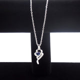 Elegant Silver-Plated Pendant Necklace with Created Blue Sapphire Stone - Gifts Are Blue - 3