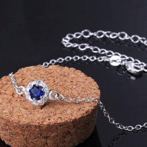 Elegant 925 Sterling Silver Blue Anklet Foot Chain - Gifts Are Blue - 3