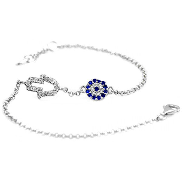 Stylish Evil Eye Blue Silver Plated Bracelet Jewelry - Good Luck Charm - Gifts Are Blue - 1