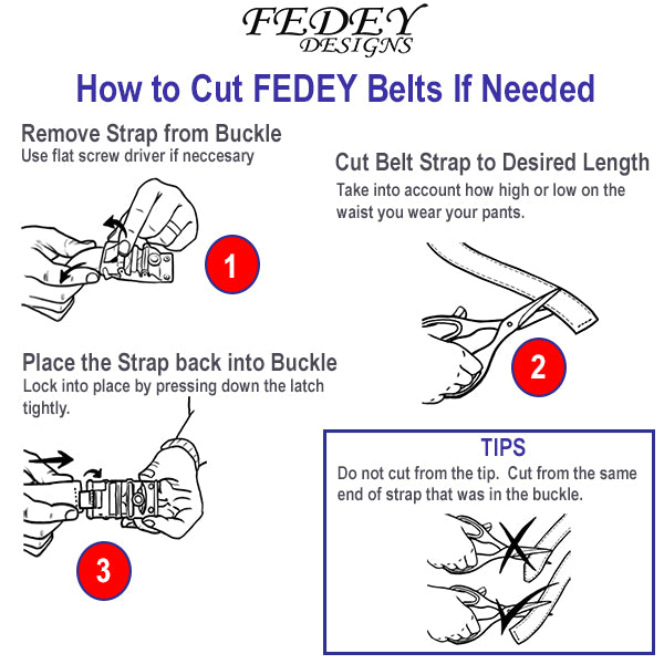 FEDEY Ratchet Belts for Men, Leather Signature Series, Blank Canvas, Instructions, all SKUs