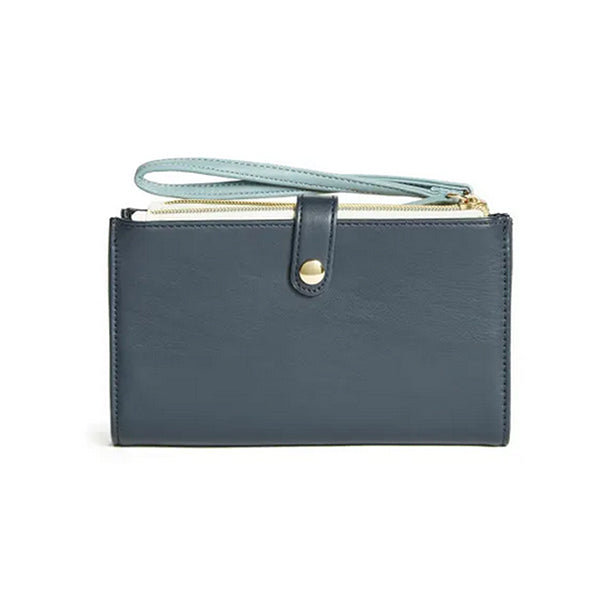 Guess Womens Blaire Double Zip Organizer Wallet - Navy Blue Back View