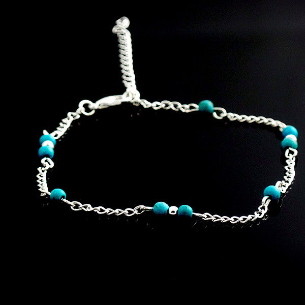 Hand Beaded Blue Anklet Chain - Gifts Are Blue - 2