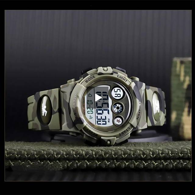 Boys Digital Military Sports Watch 50M Water Resistant 7 to 11 year Gifts Are Blue