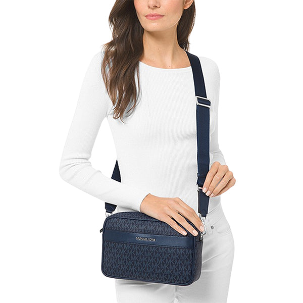 Michael Kors Kenly Large Logo Crossbody Womens Bag Navy Blue Admiral - Model
