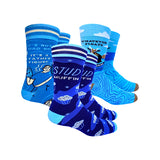Mens Humor Socks 3 Pack Bundle, Dad’s Novelty Gift, Blue