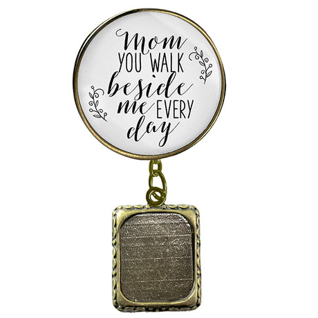 Wedding Keychains, Missing You Mom; Missing-you-as-I-walk-down-the-aisle-wedding-boutonniere-pin-Main; Mom Missing You - Bronze/Silver Tone