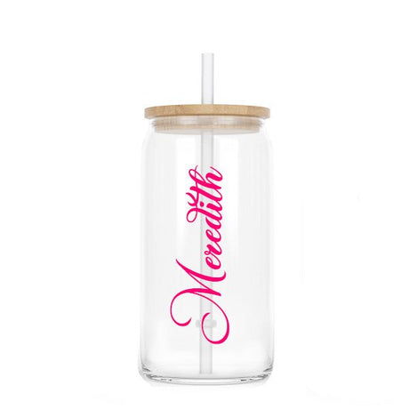 Birthday Girl Personalized Glass Tumbler with Name Bamboo Lid and Straw - Gifts Are Blue