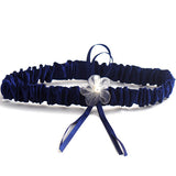 Elegant Navy Blue and Beige Lace Bride Garter Set - Gifts Are Blue - 3