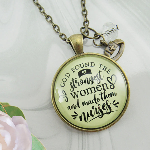 Nursing-Necklace-God-Found-Strongest-women-Nurse-ALT, Gifts For Nurses, Nurses Gifts