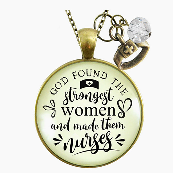 Nursing-Necklace-God-Found-Strongest-women-Nurse-Main, Gifts For Nurses, Nurses Gifts