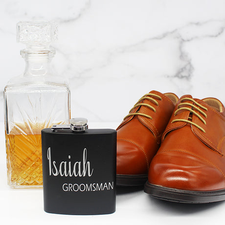 Groomsman Flask Set - Black - Personalized Options