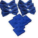 Solid Matching Pre-Tied Bow Tie and Pocket Square Sets for For Formal Events - Gifts Are Blue - 3