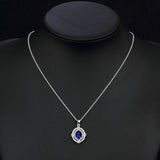 Classic Blue Cubic Zirconia Sterling Silver Necklace - Gifts Are Blue - 3