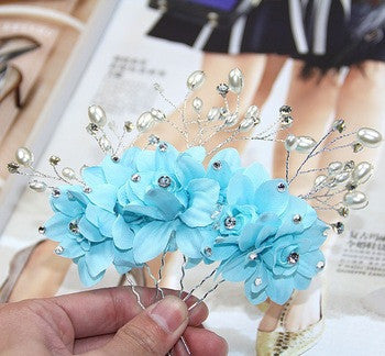 Fancy Sky Blue Hair Pins / Hair Sticks for Wedding - Gifts Are Blue - 2