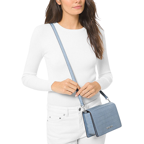 Amazon.com: Michael Kors Cora LG Zip Pouchette bundled with matching Carmen  MD Flap Bifold Wallet and Purse Hook (Pale Blue/NS Signature Pale Blue) :  Clothing, Shoes & Jewelry