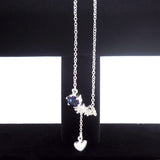 Sterling Silver Drop Heart Necklace with Blue Stone - Gifts Are Blue - 4