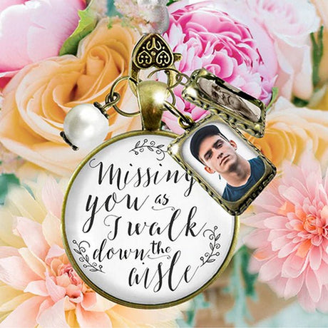 Gutsy Goodness Wedding Keepsake Gift of Parent Photos for Bride, Bronze w White Face & Pearl 2 Frames